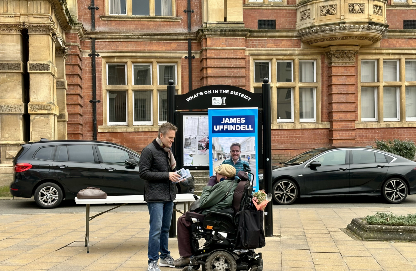 James spoke to local residents at his street stall